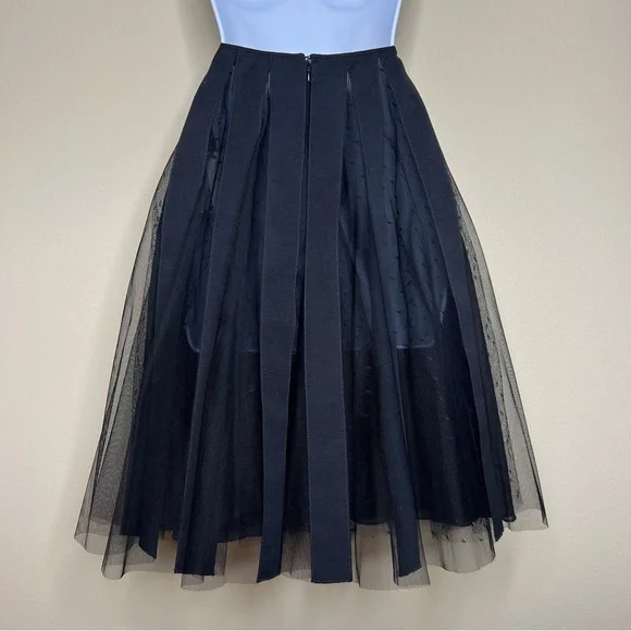 RED VALENTINO Black Vertical Mesh Stripe Skirt - Sz US 0 / IT 38 / XS - Picture 11 of 11